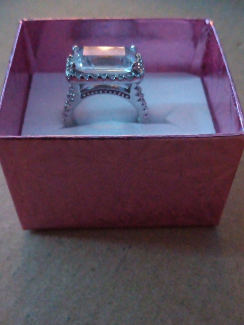 Elegant Emerald-Cut White Crystal Halo Ring - Women's Jewelry